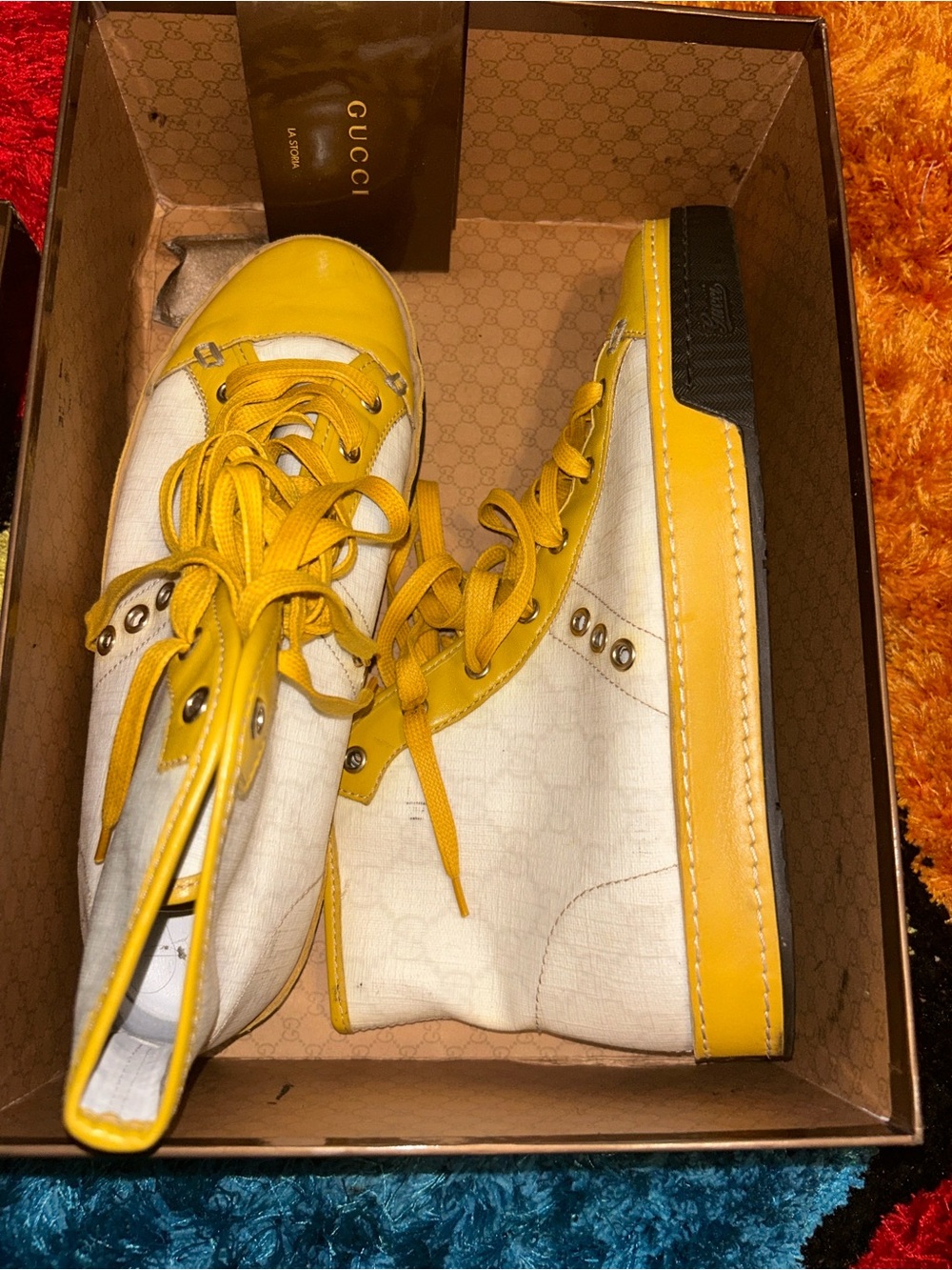 Gucci Yellow and White High-Top Sneakers